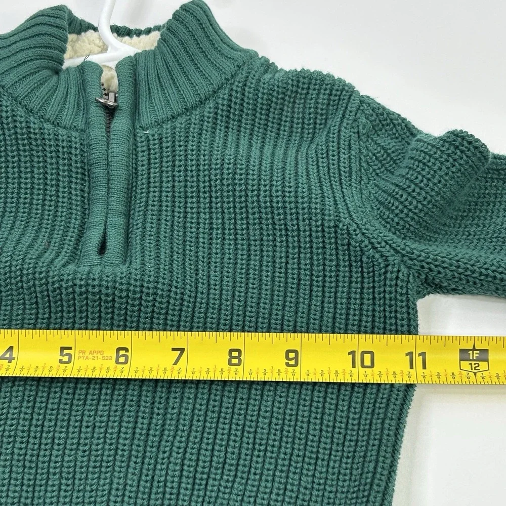 The Children's PLACE Quarter Zip Sweater Boys 18-24 Months Green Faux Sherpa